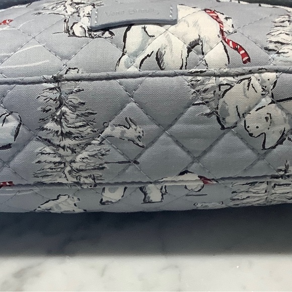 Vera Bradley Iconic Brush & Cosmetic Case Beary Merry Gray Travel NWOT - Picture 4 of 16